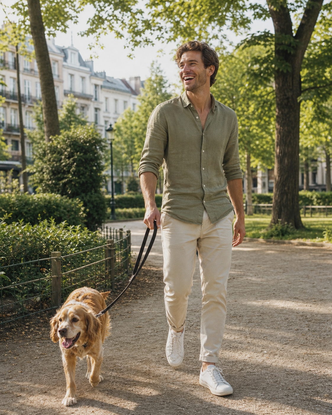 Man walking a dog
