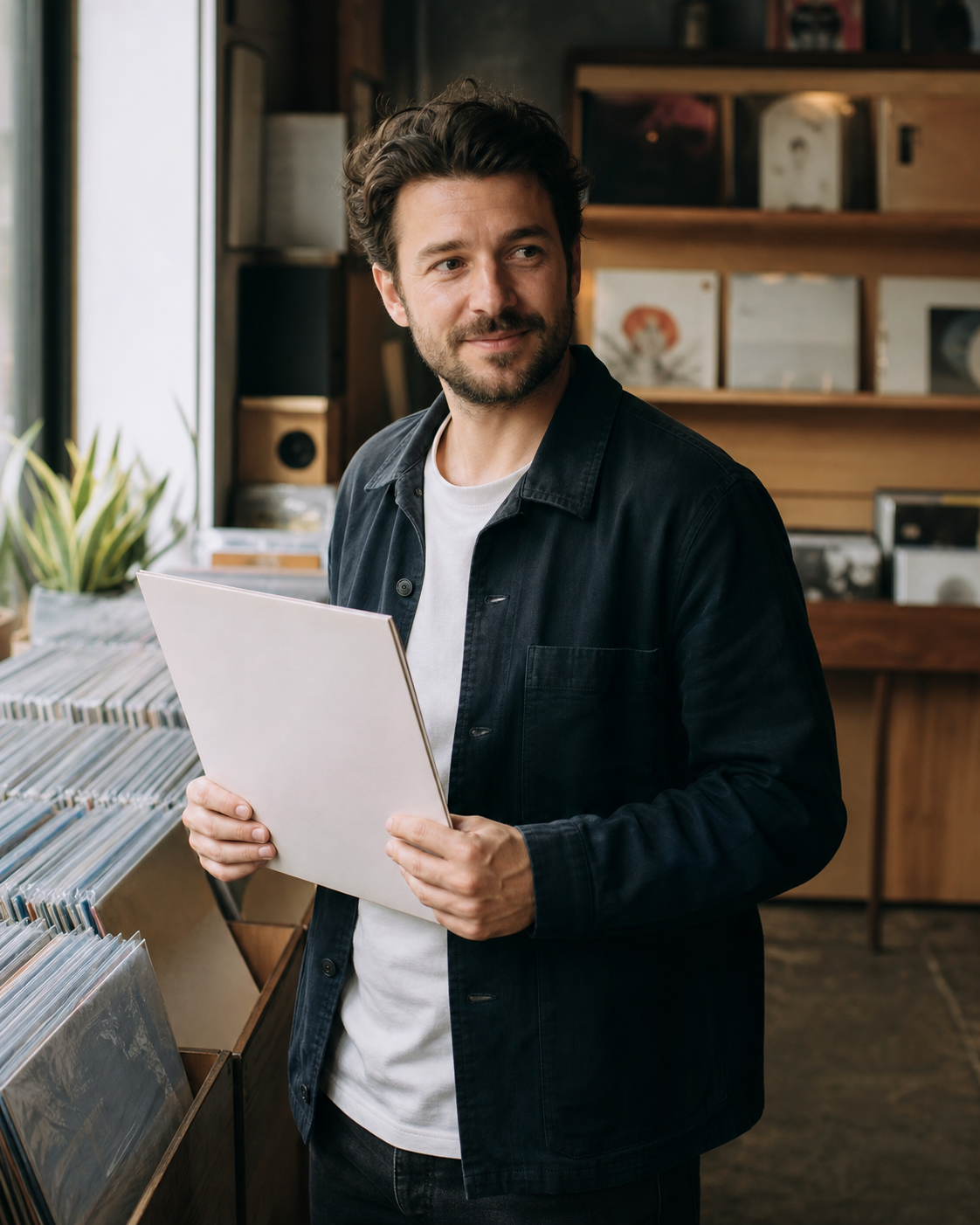 Man browsing a record shop